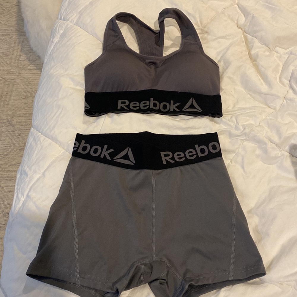 Reebok sports bra and shorts set